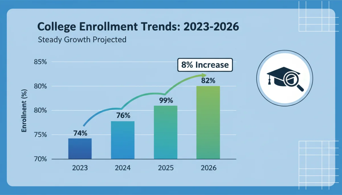 Infographic showing an 8% increase in college enrollment due to high school programs.