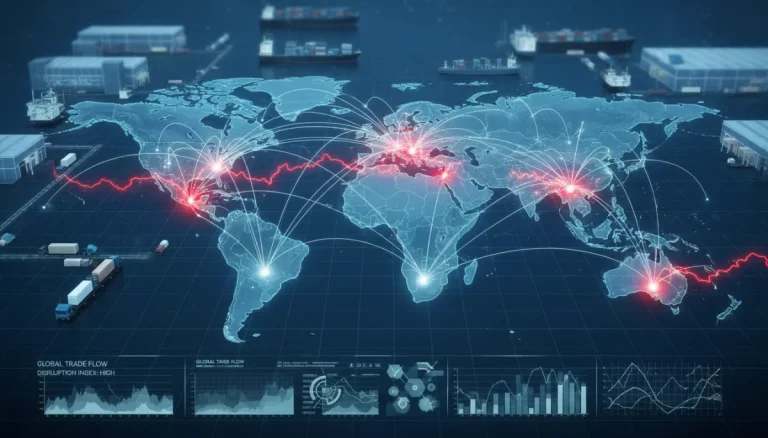 Global supply chain network with disruption warnings