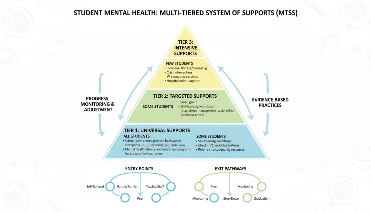 Multi-tiered system of supports for student mental health infographic