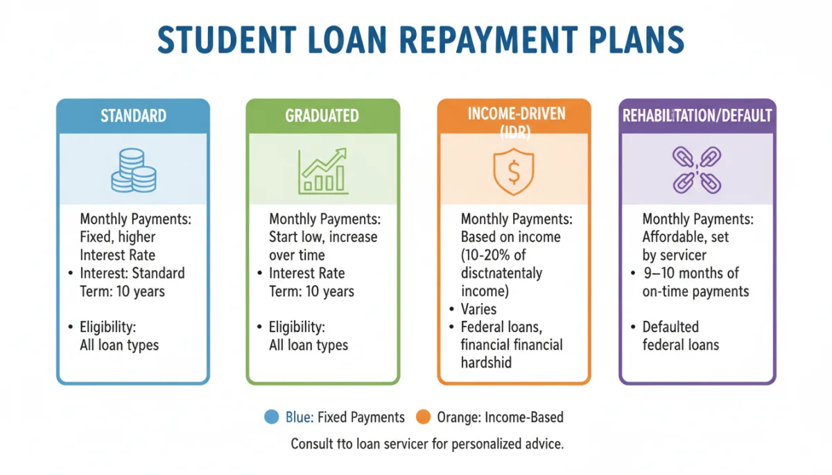 Infographic comparing federal student loan repayment plans